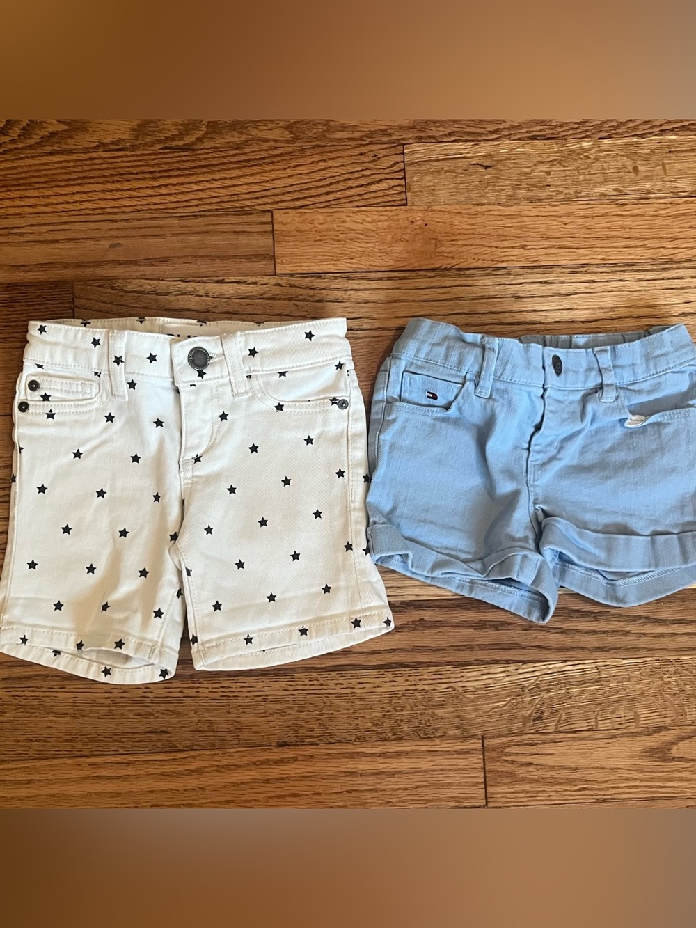 Tommy Hilfiger Light Blue Girls' Denim Shorts and DL 1961 Star-Print Shorts Sz 3